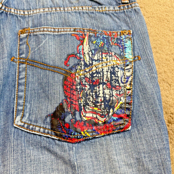 Vintage Request Shorts Mens Jorts Embroidered Y2K Hip Hop Size 36x15 Coogi Style - Picture 7 of 10